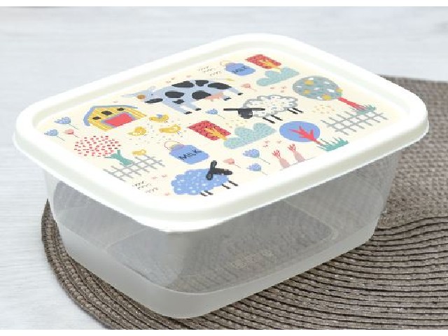 Контейнер для продуктов прямоугольный 0,5л с декором (светло-бежевый)